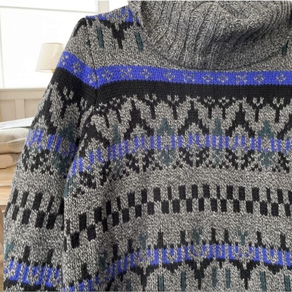 MADEWELL CHUNKY KNIT MERINO WOOL FAIR ISLE GRANDPA TURTLENECK SWEATER - Picture 11 of 13